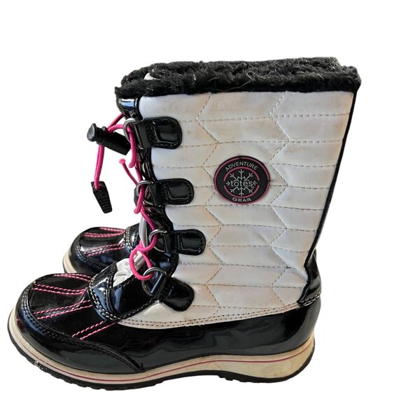 Adventure Gear Girls Winter Boots Size 2 Black & White Quilted - Picture 4 of 9